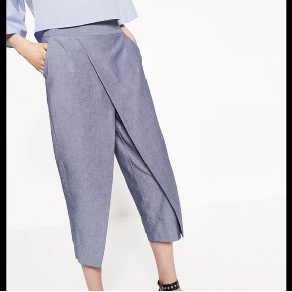 Zara Pants & Jumpsuits Zara Origami Blue Cropped Pants Poshmark